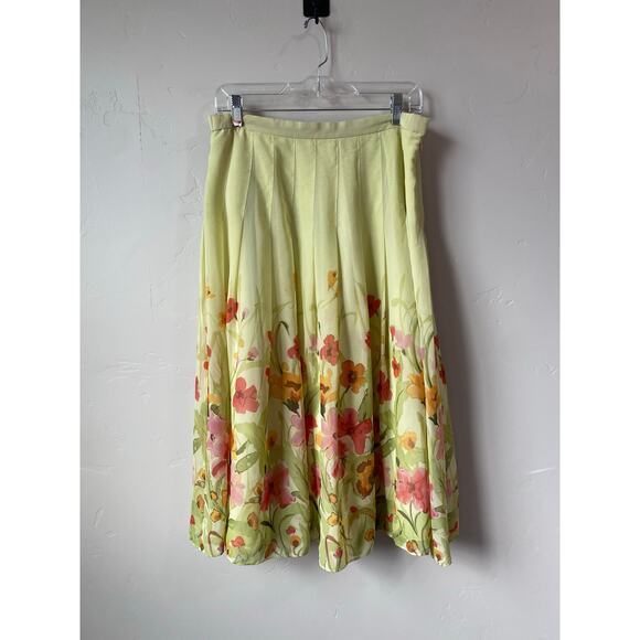 Coldwater Creek Floral Chiffon A Line Midi Skirt- Size Medium - Picture 1 of 5